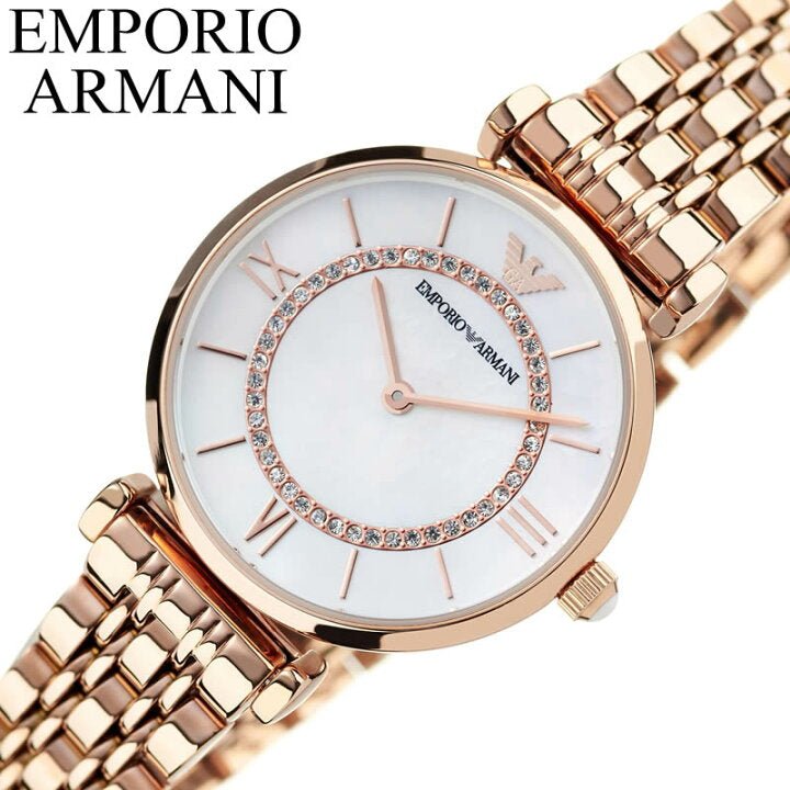  Shop Authentic Emporio Armani Gianni T Bar Mother of Pearl Rose Gold Stainless Steel Strap Watch For Women - AR1909 - Luxxuri