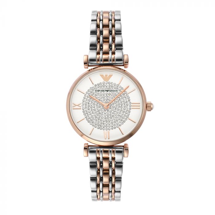  Shop Authentic Emporio Armani Gianni T Bar White Dial Two Tone Steel Strap Watch For Women - AR1926 - Luxxuri