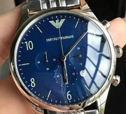  Shop Authentic Emporio Armani Chronograph Blue Dial Silver Steel Strap Watch For Men - AR1942 - Luxxuri