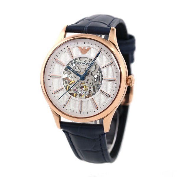  Shop Authentic Emporio Armani Meccanico Automatic White Dial Blue Leather Strap Watch For Men - AR1947 - Luxxuri