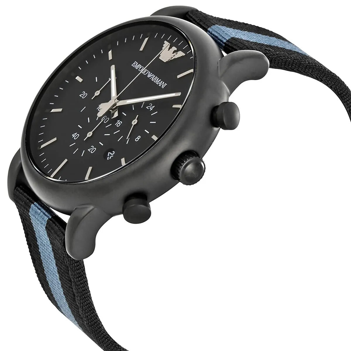 Shop Authentic Emporio Armani Luigi Chronograph Quartz Black Dial Two Tone Nylon Strap Watch For Men - AR1948 - Luxxuri