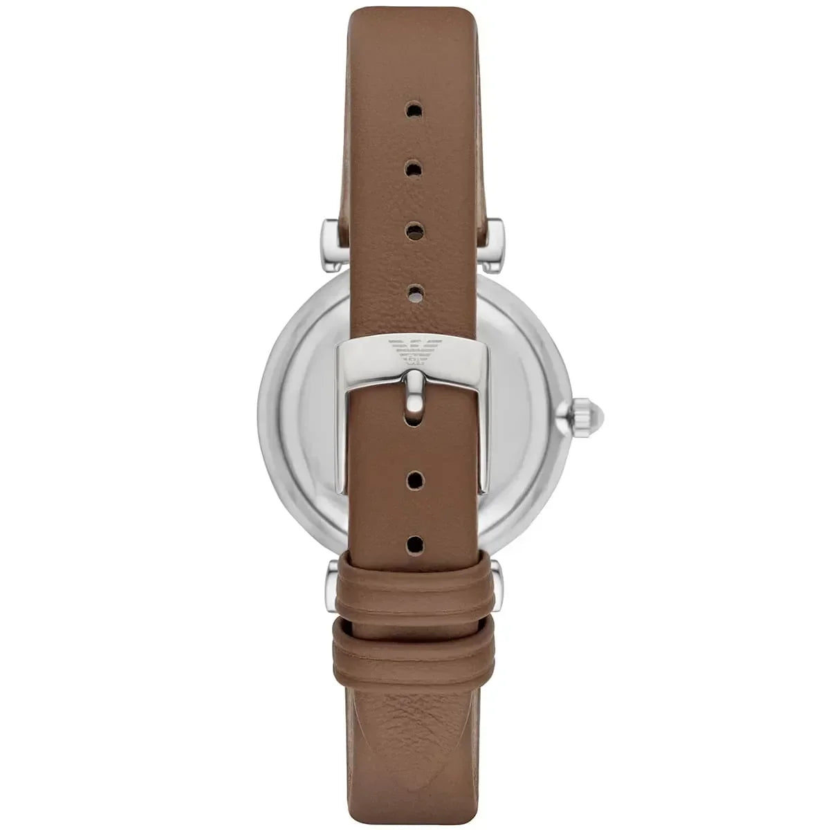 Emporio Armani Gianni T-Bar White Dial Brown Leather Strap Watch for Women - AR1988