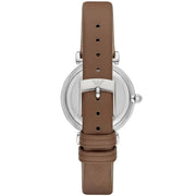 Emporio Armani Gianni T-Bar White Dial Brown Leather Strap Watch for Women - AR1988