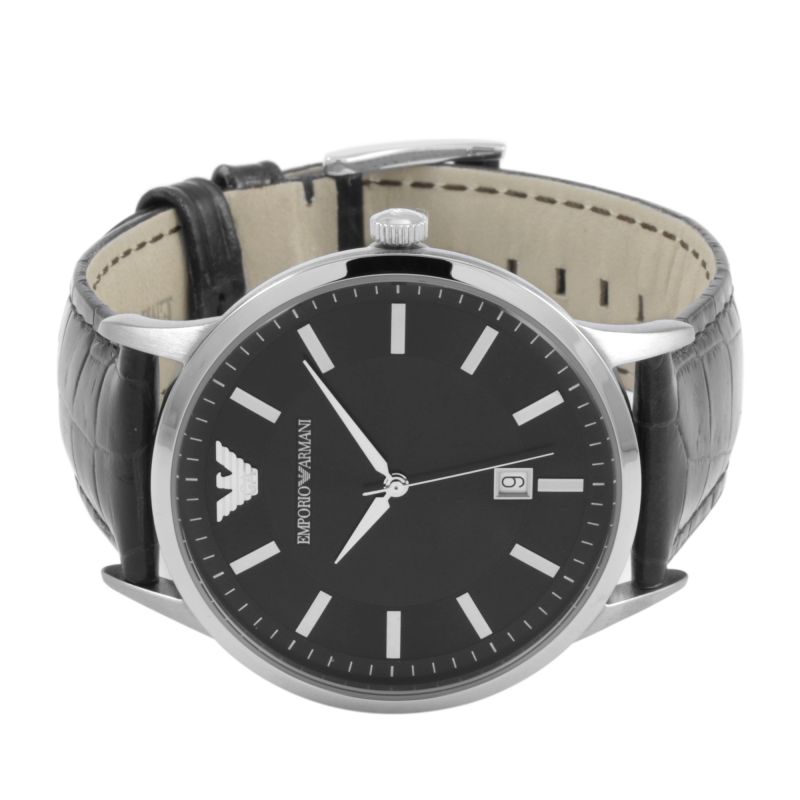  Shop Authentic Emporio Armani Renato Black Dial Leather Strap Watch For Men - AR2411 - Luxxuri