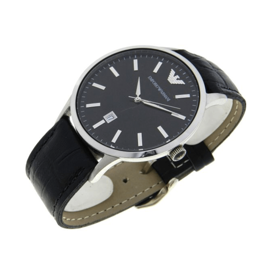 Shop Authentic Emporio Armani Renato Black Dial Leather Strap Watch For Men - AR2411 - Luxxuri