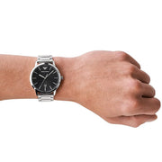  Shop Authentic Emporio Armani Luigi Quartz Black Dial Silver Steel Strap Watch For Men - AR2499 - Luxxuri