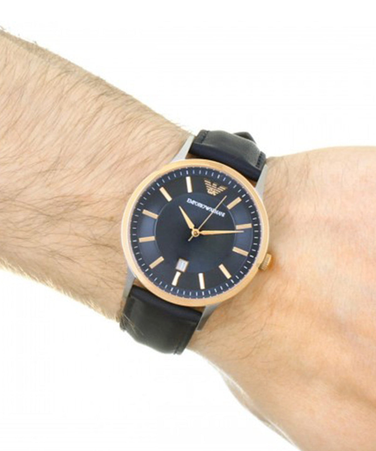  Shop Authentic Emporio Armani Renato Analog Blue Dial Black Leather Strap Watch For Men - AR2506 - Luxxuri