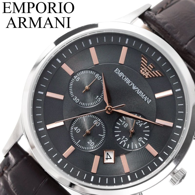  Shop Authentic Emporio Armani Renato Chronograph Grey Dial Brown Leather Strap Watch For Men - AR2513 - Luxxuri