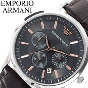  Shop Authentic Emporio Armani Renato Chronograph Grey Dial Brown Leather Strap Watch For Men - AR2513 - Luxxuri