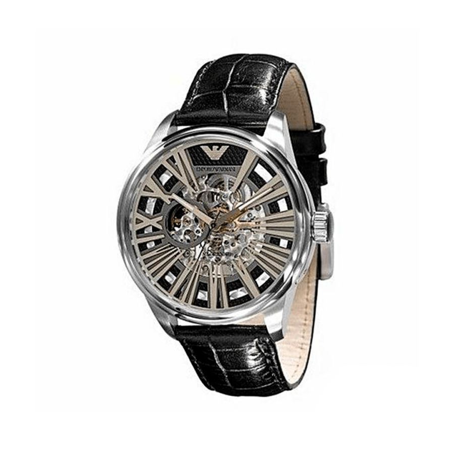  Shop Authentic Emporio Armani Meccanico Automatic Black Dial Leather Strap Watch For Men - AR4629 - Luxxuri
