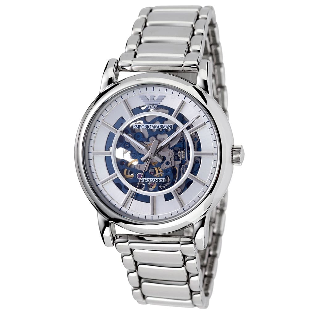  Shop Authentic Emporio Armani Meccanico Automatic Silver Dial Silver Steel Strap Watch for Men - AR60006 - Luxxuri