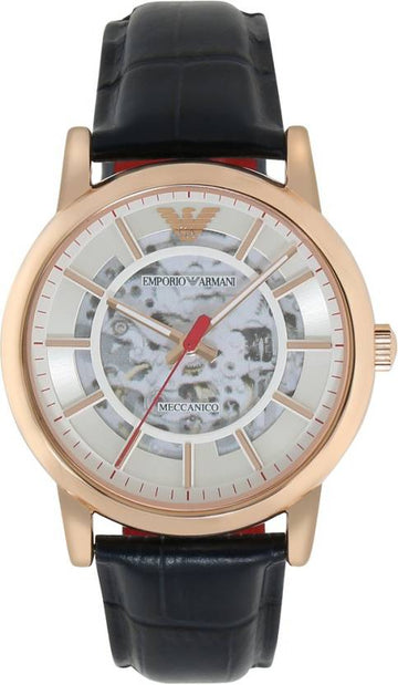  Shop Authentic Emporio Armani Meccanico Silver Dial Blue Leather Strap Watch For Men - AR60009 - Luxxuri