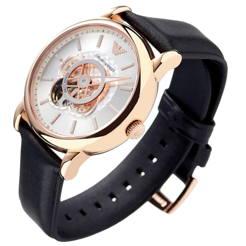  Shop Authentic Emporio Armani Luigi Automatic Silver Dial Black Leather Strap Watch For Men - AR60013 - Luxxuri