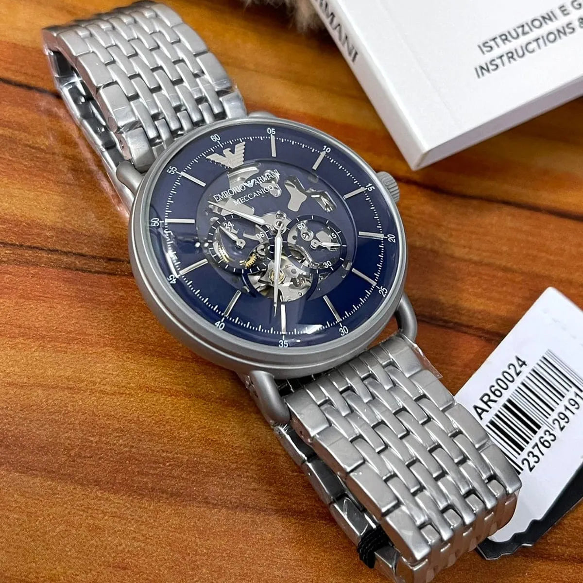  Shop Authentic Emporio Armani Aviator Multifunction Blue Dial Silver Mesh Bracelet Watch For Men - AR60024 - Luxxuri