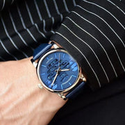  Shop Authentic Emporio Armani Luigi Automatic Blue Dial Blue Leather Strap Watch For Men - AR60030 - Luxxuri