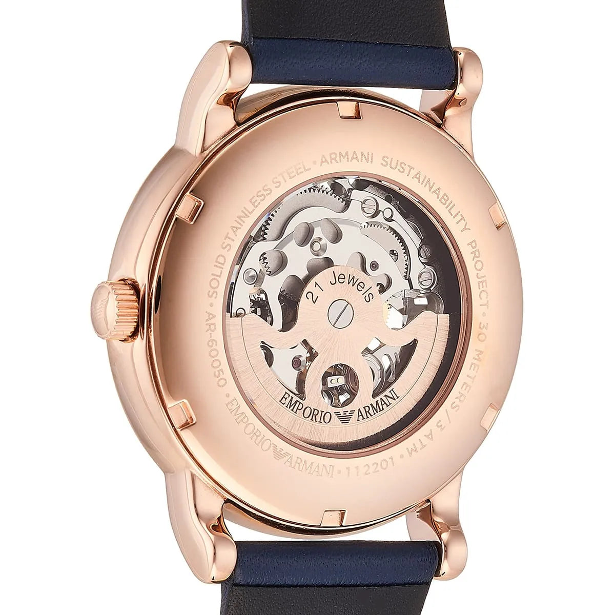  Shop Authentic Emporio Armani Meccanico Automatic Blue Dial Blue Leather Strap Watch For Men - AR60050 - Luxxuri