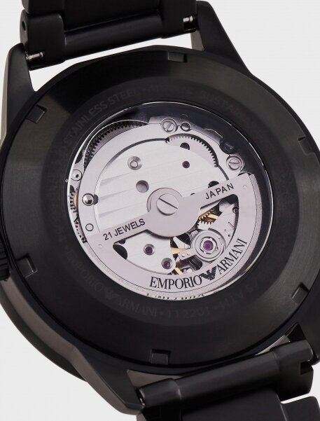  Shop Authentic Emporio Armani Meccanico Automatic Black Dial Black Steel Strap Watch For Men - AR60054 - Luxxuri