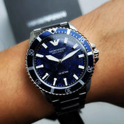  Shop Authentic Emporio Armani Meccanico Automatic Blue Dial Silver Steel Strap Watch For Men - AR60059 - Luxxuri