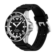 Emporio Armani Sea Explorer Automatic Black Dial Black Silicone Strap Watch For Men - AR60078