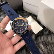  Shop Authentic Emporio Armani Sportivo Chronograph Quartz Blue Dial Blue Rubber Strap Watch For Men - AR6045 - Luxxuri