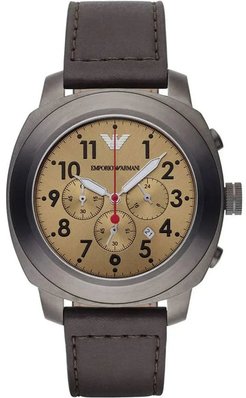  Shop Authentic Emporio Armani Delta Chronograph Brown Dial Brown Leather Strap Dial Watch For Men - AR6055 - Luxxuri