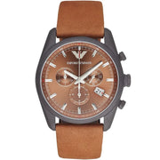  Shop Authentic Emporio Armani Sportivo Chronograph Brown Dial Brown Leather Strap Watch For Men - AR6077 - Luxxuri