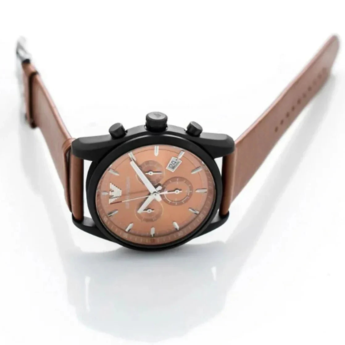  Shop Authentic Emporio Armani Sportivo Chronograph Brown Dial Brown Leather Strap Watch For Men - AR6077 - Luxxuri