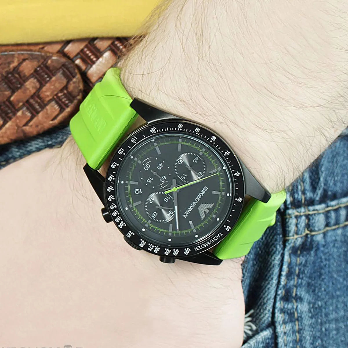  Shop Authentic Emporio Armani Sports Analog Black Dial Green Rubber Strap Watch For Men - AR6115 - Luxxuri
