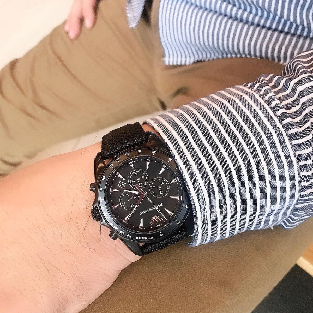  Shop Authentic Emporio Armani Sigma Chronograph Black Dial Black Leather Strap Watch For Men - AR6131 - Luxxuri