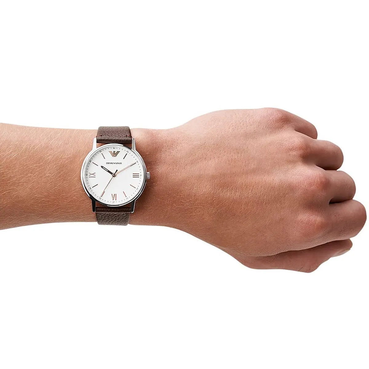  Shop Authentic Emporio Armani Kappa Quartz White Dial Brown Leather Strap Watch For Men - AR80006 - Luxxuri