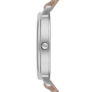  Shop Authentic Emporio Armani Gianni T Bar Quartz Silver Dial Beige Leather Strap Watch For Women - AR80007 - Luxxuri