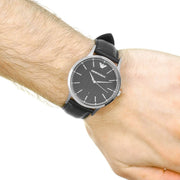  Shop Authentic Emporio Armani Renato Analog Black Dial Black Leather Strap Watch For Men - AR8035 - Luxxuri