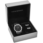  Shop Authentic Emporio Armani Renato Analog Black Dial Black Leather Strap Watch For Men - AR8035 - Luxxuri