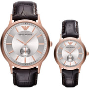  Shop Authentic Emporio Armani Classic Analog Silver Dial Brown Leather Strap Watch For Men - AR9101 - Luxxuri