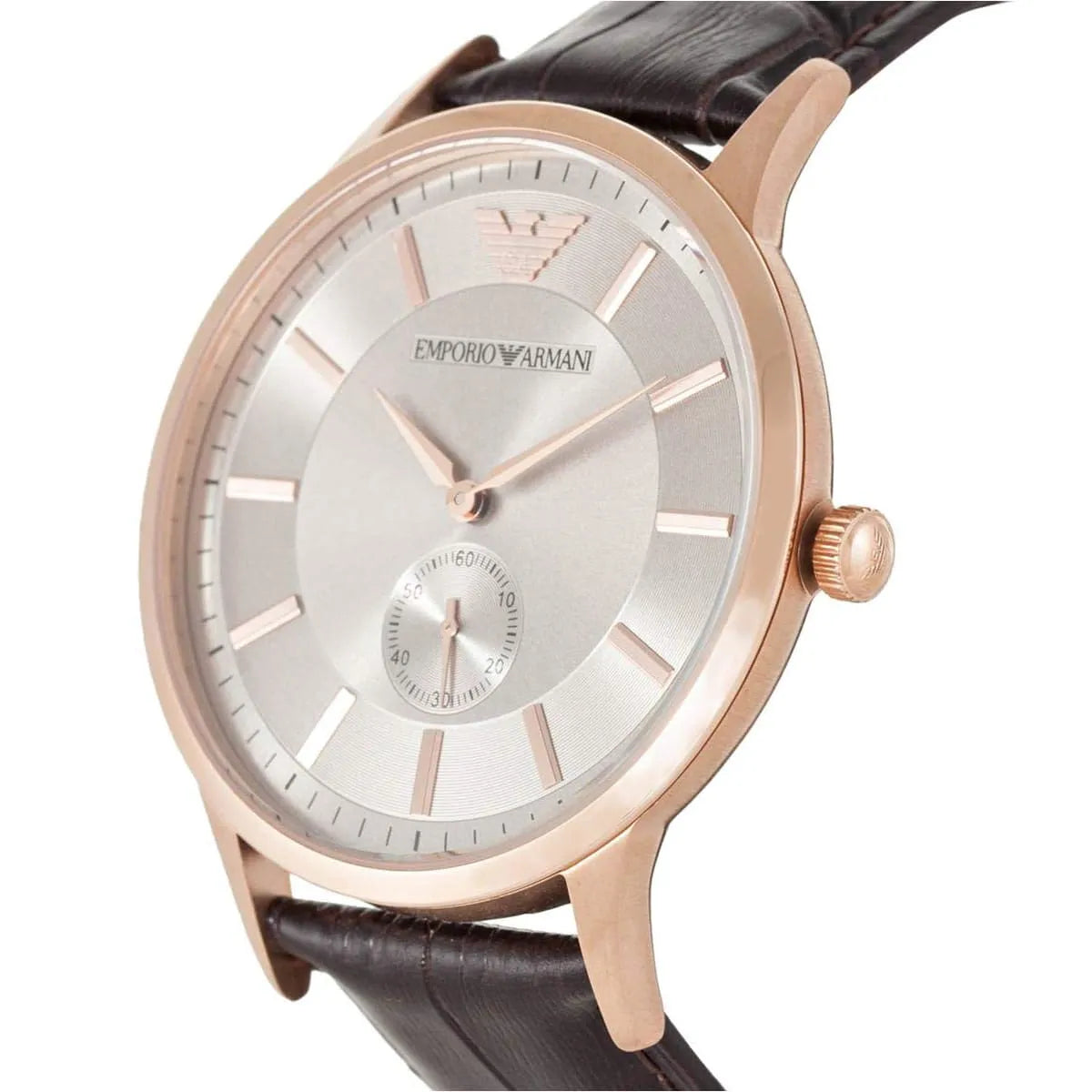  Shop Authentic Emporio Armani Classic Analog Silver Dial Brown Leather Strap Watch For Men - AR9101 - Luxxuri