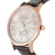  Shop Authentic Emporio Armani Classic Analog Silver Dial Brown Leather Strap Watch For Men - AR9101 - Luxxuri