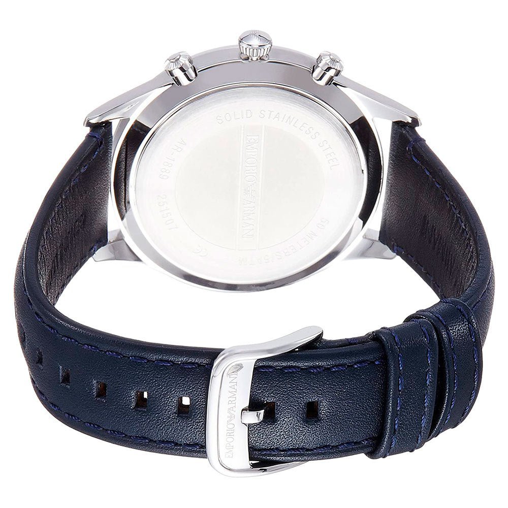  Shop Authentic Emporio Armani Chronograph Blue Dial Blue Leather Strap Watch For Men - AR1889 - Luxxuri