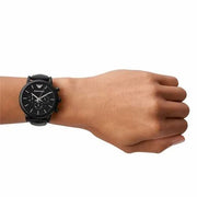  Shop Authentic Emporio Armani Luigi Chronohraph Black Dial Black Leather Strap Watch For Men - AR1970 - Luxxuri