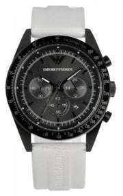  Shop Authentic Emporio Armani Sportivo Chronograph Black Dial White Rubber Strap Watch For Men - AR6112 - Luxxuri