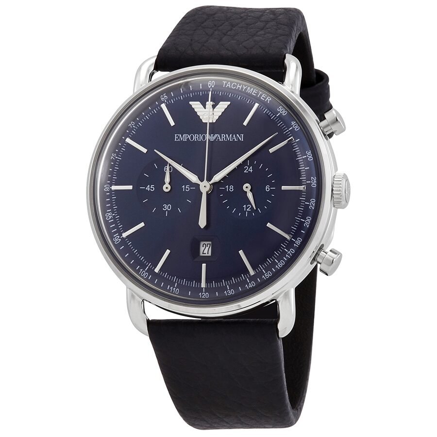  Shop Authentic Emporio Armani Aviator Blue Dial Blue Leather Strap Watch For Men - AR11105 - Luxxuri