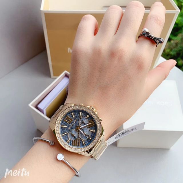  Shop Authentic Michael Kors Wren Diamonds Blue Dial Gold Steel Strap Watch for Women - MK6291 - Luxxuri