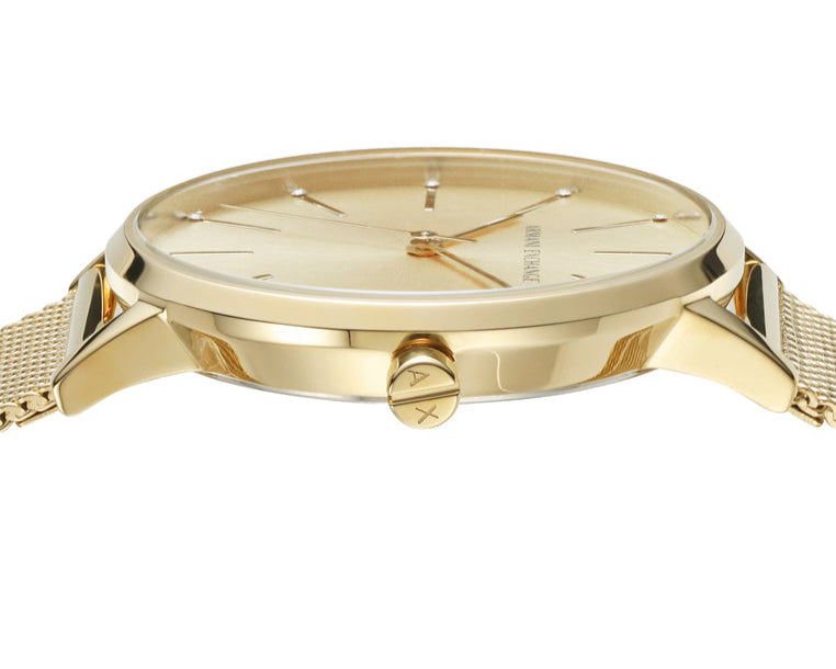  Shop Authentic Armani Exchange Lola Analog Gold Dial Gold Mesh Strap Watch For Women - AX5536 - Luxxuri