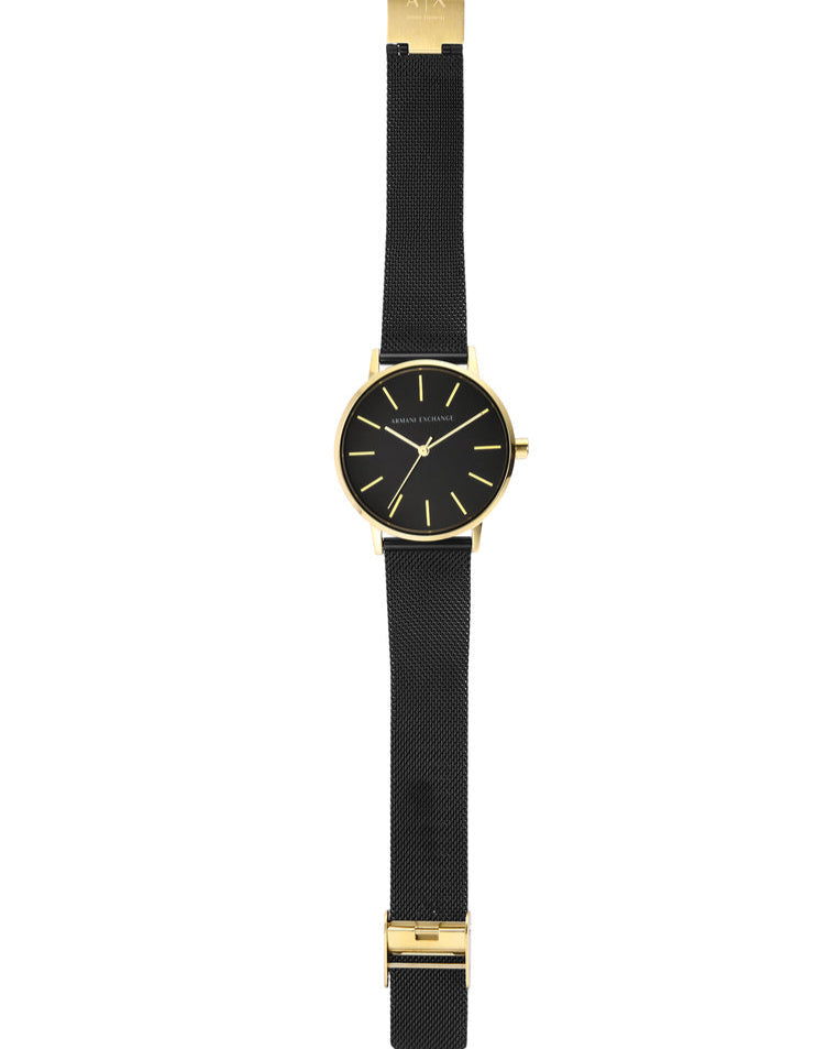  Shop Authentic Armani Exchange Lola Three Hand Black Dial Black Mesh Strap Watch For Women - AX5548 - Luxxuri