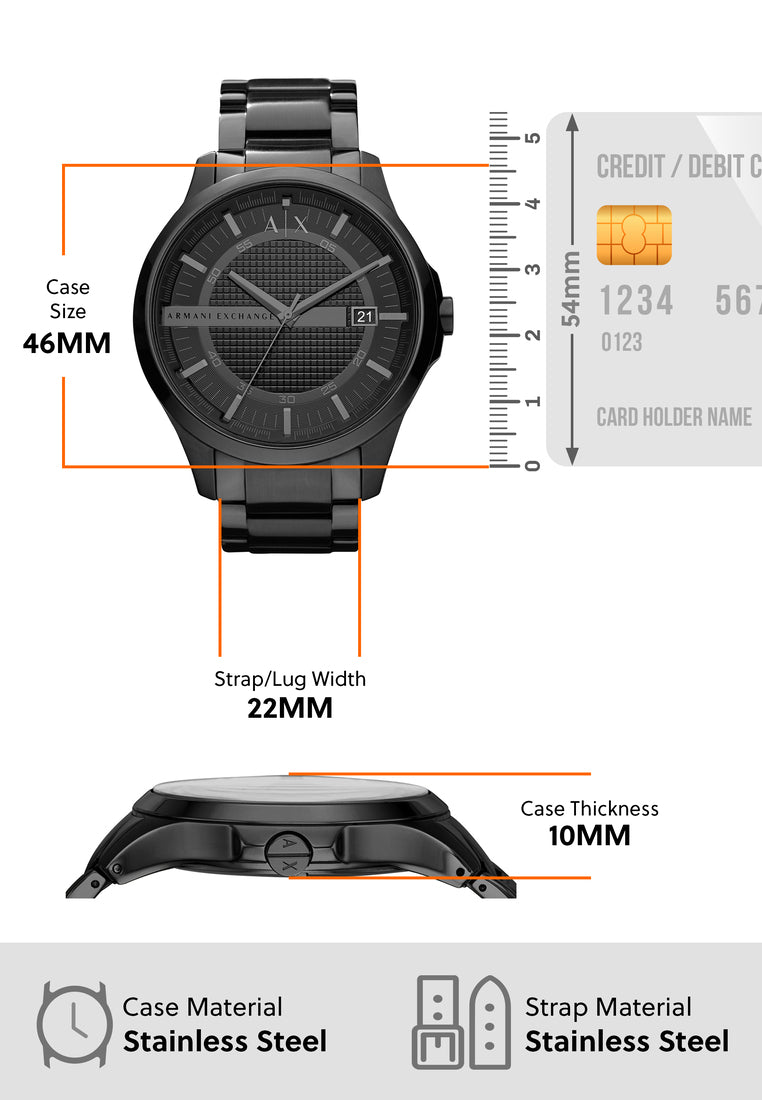  Shop Authentic Armani Exchange Hampton Chronograph Black Dial Black Steel Strap Watch For Men - AX2104 - Luxxuri