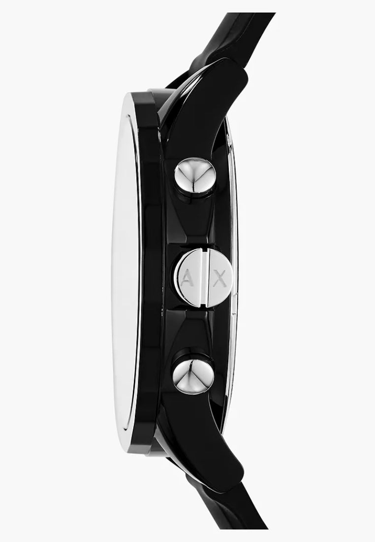  Shop Authentic Armani Exchange Outerbanks Chronograph Black Dial Black Silicone Strap Watch For Men - AX1326 - Luxxuri