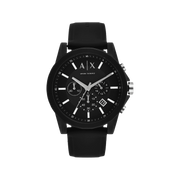  Shop Authentic Armani Exchange Outerbanks Chronograph Black Dial Black Silicone Strap Watch For Men - AX1326 - Luxxuri