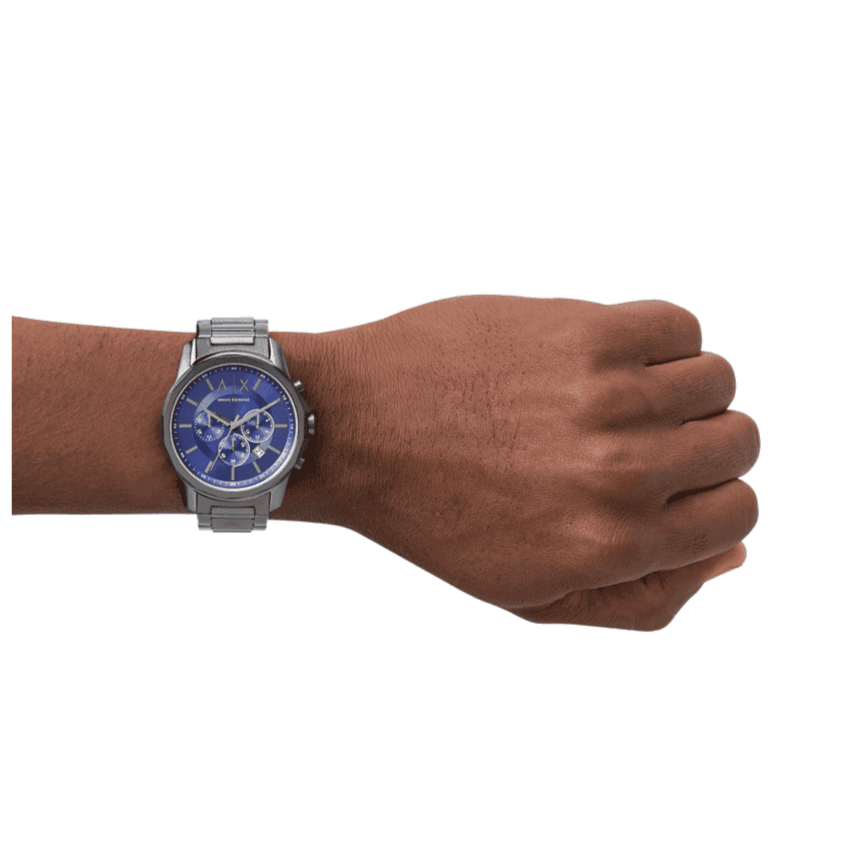  Shop Authentic Armani Exchange Banks Chronograph Blue Dial Grey Steel Strap Watch For Men - AX1731 - Luxxuri