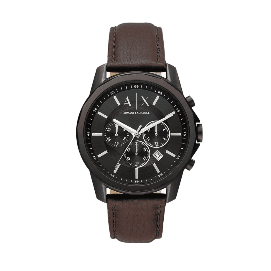  Shop Authentic Armani Exchange Outerbanks Chronograph Black Dial Brown Leather Strap Watch For Men - AX1732 - Luxxuri