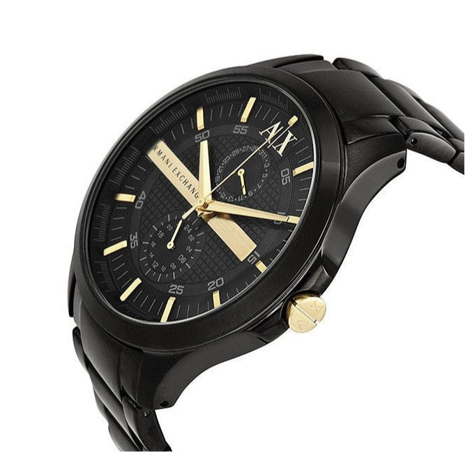  Shop Authentic Armani Exchange Hampton Chronograph Black Dial Black Steel Strap Watch For Men - AX2121 - Luxxuri
