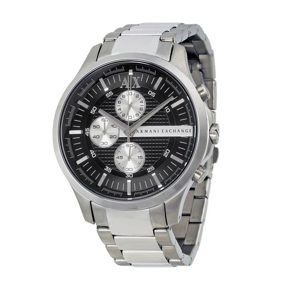  Shop Authentic Armani Exchange Hampton Chronograph Black Dial Silver Steel Strap Watch For Men - AX2152 - Luxxuri